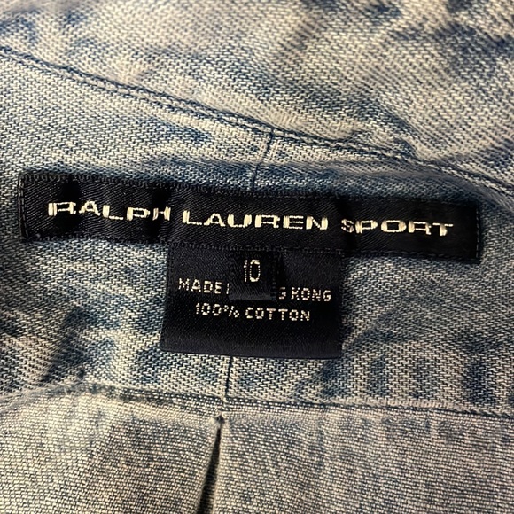 Ralph Lauren Sport Denim Oxford Jacket Large lightweight Size 10 Vintage GOOD - Picture 15 of 15